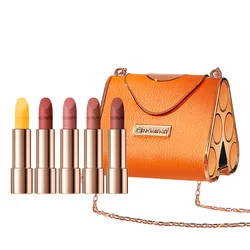 Five Colours Light Luxury Bag Lipstick Set Waterproof Soft Mist Moisture Lip Glaze Lipstick 24 Hours Waterproof Set