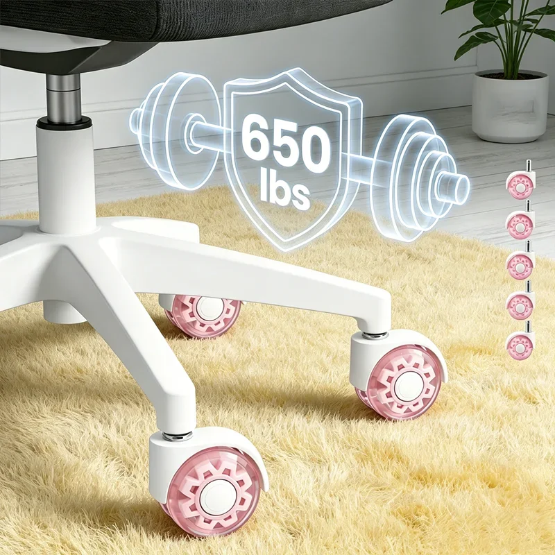 5 Pcs 2 Inch Silent Wheel Office Chair Universal E-sports Pulley Transparent Double Class Roller Card Spring Caster