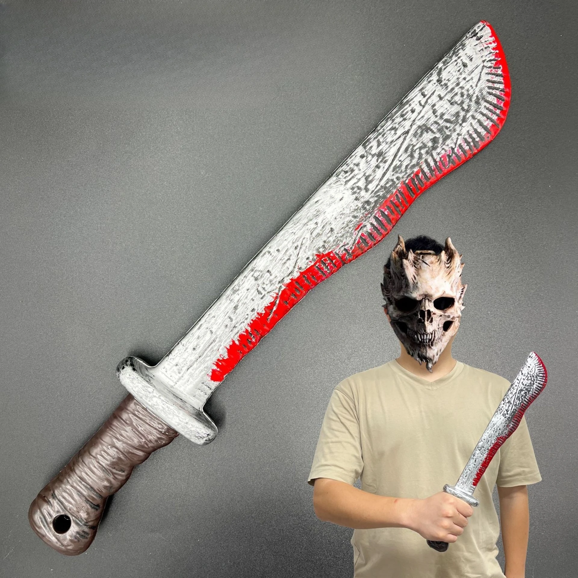Halloween Blood Weapon Machete Sharp Knife Retro Simulation Plastic Weapon Stage Performance Makeup Costume Props