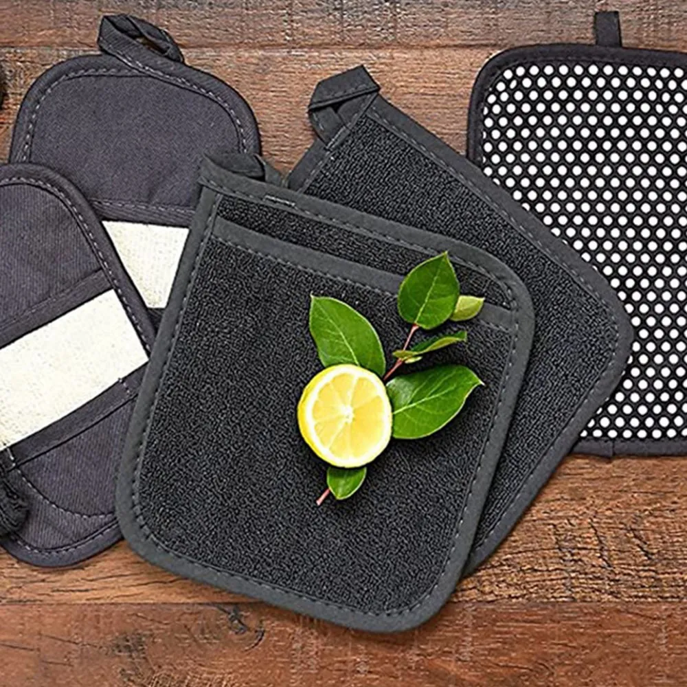 HITL 4 Pezzi Tappetino per Pentole in Panno di Cotone Pentole Guanti in Loop Pentola in Terry Supporti da Cucina Cuscino Tasca Strumento Manicotto Guanti Rosso
