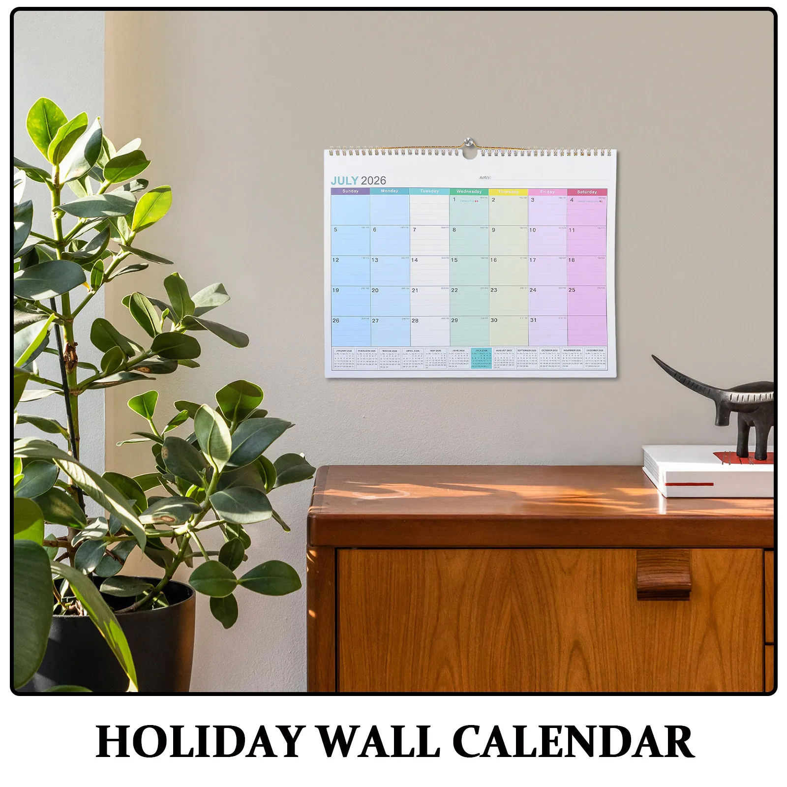 2026.7 2027.12 18 Month Wall Calendar Spiral Binding English Academic Layout Spacious Monthly Pages Hanging Hole Family School