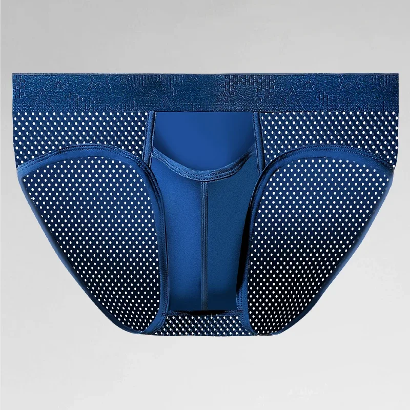 Bullet split underwear Men's sexy U raised briefs vein ice silk scrotum holding spermatic cord shorts with varicose head
