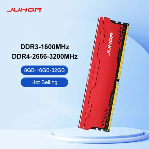 JUHOR DDR4 Ram 16GB 8GB 32GB 2666MHz 3200MHz DDR3 8GB 1600MHz DIMM Desktop Memory New Memoria Rams With HeatSink