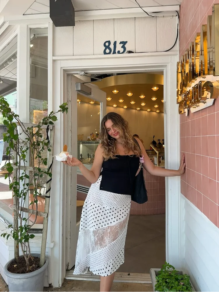 

Модная кружевная лоскутная юбка в горошек, женская элегантная прозрачная тонкая длинная юбка с высокой талией, 2026, женская весенне-осенняя одежда, новинка