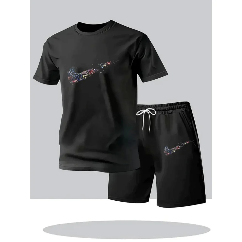 Summer Daily Casual Fashion Sportswear Male Home Outdoor Comfort Outfits 2026 Hot Sale Men's Set O-neck T-shirt & Sports Shorts