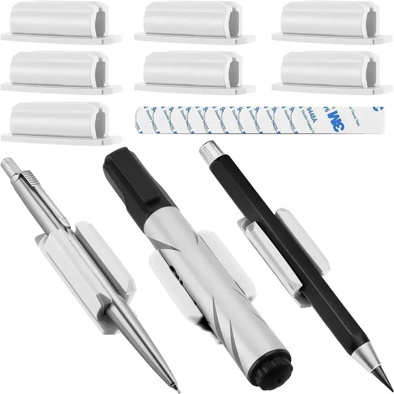 Silicone Pen Holder Desktop Marker Pen Ballpoint Pen Pencil Storage Clip Anti-lost Anti-fall Self-Adhesive Pen Holder Organizer