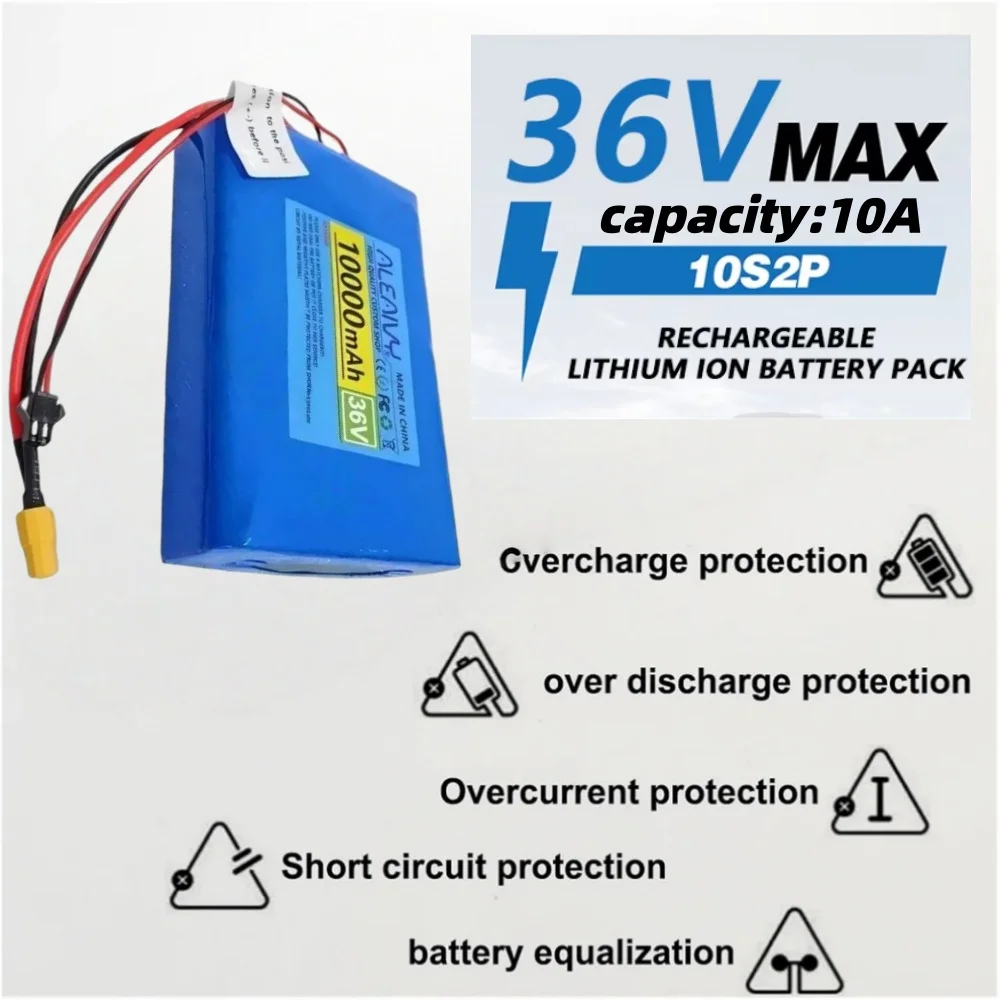 

Battery replacement 36V 10S2P 10000mAh , suitable for 42V electric scooter commuting tools, with built-in BMS 18650 battery pack