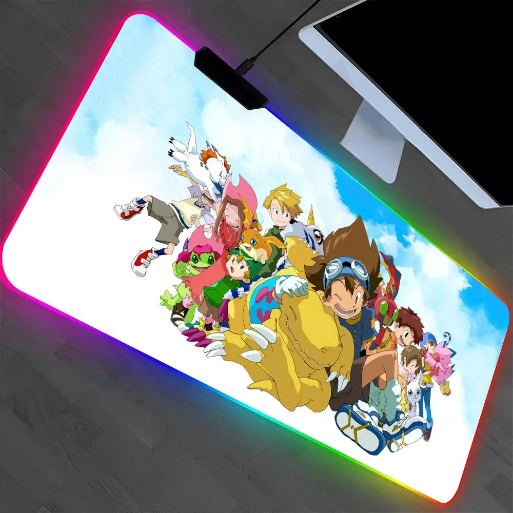 

Kawaii Anime Digimon Mouse Pad Laptop Mat Gaming RGB Anime Mousepad Backlit Gamer Girl Cartoon Table Pads Deskpad