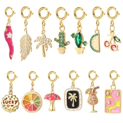 Cute Cactus Cherry  Spring Buckle CZ Charms for Jewelry Making Production Supplies Diy Bracelet Necklace Key Chain Accessories