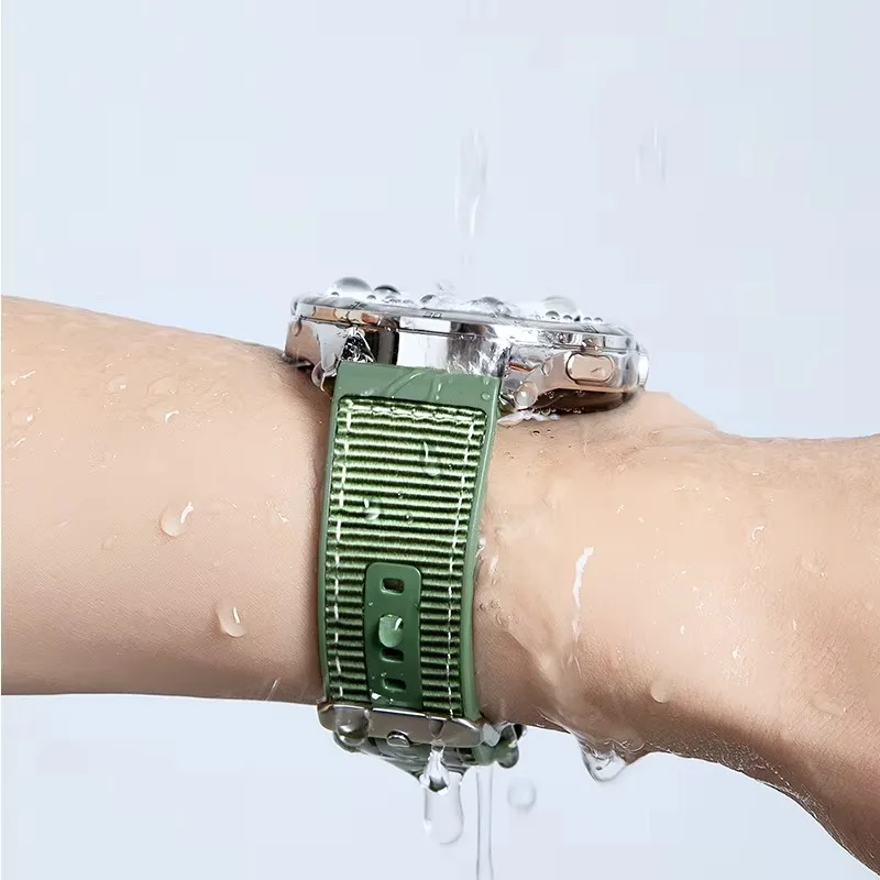 Textured Silicone Sport Band for Samsung Galaxy Watch 20mm 22mm Double Row Stitching Pin Buckle Anti Slip Strap Men Women