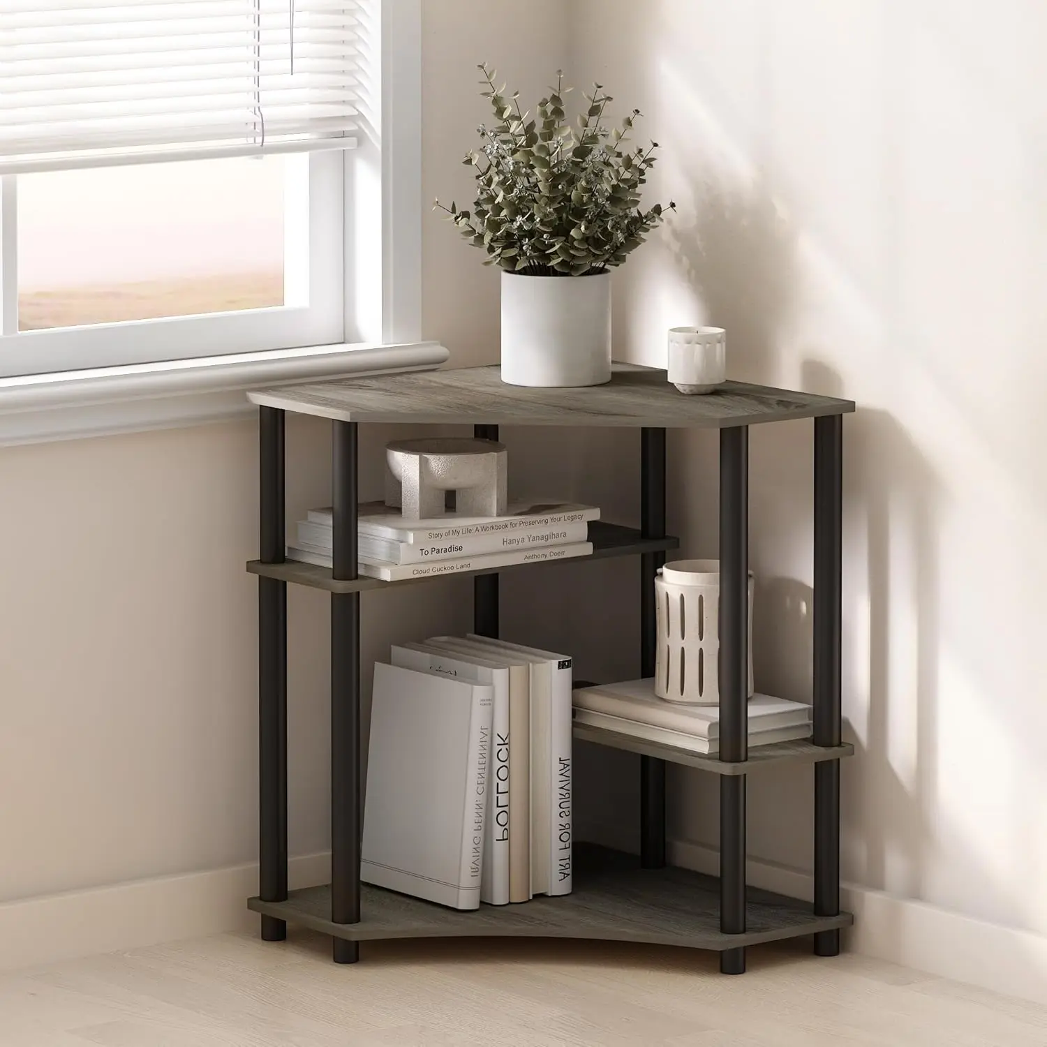 

Turn-N-Tube Storage Shelves, 4-Tier Corner Shelf, Display Rack, Corner Bookshelf, for Organization and Storage, Living Room, Hom