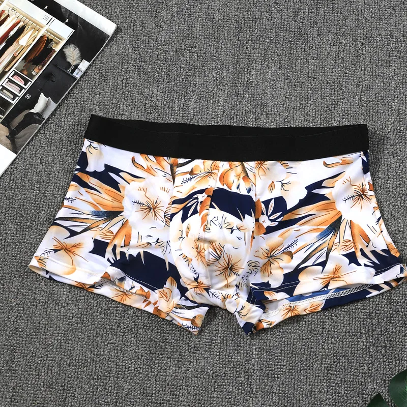 Men's Ice Silk Boxer Briefs, Modal Lined Crotch, Stylish Sexy Thin Breathable Summer Underwear