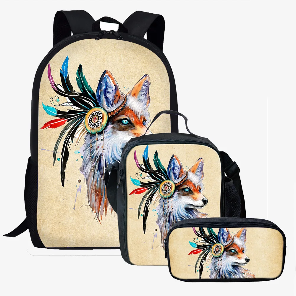 

Classic Popular New Indian animal 3D Print 3pcs/Set Student School Bags Laptop Daypack Backpack Lunch bag Pencil Case