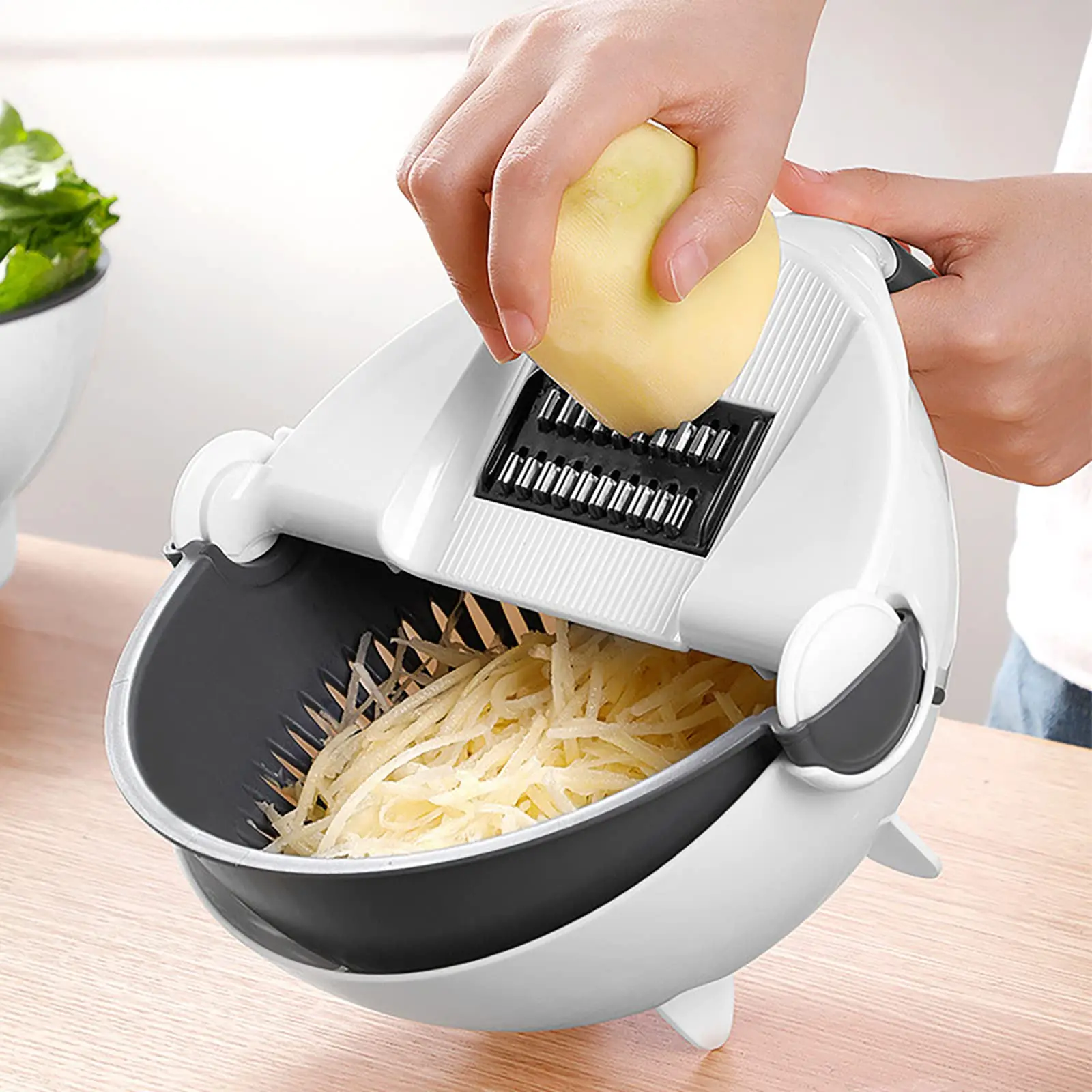 

9- in- 1 Vegetable Chopper Veggie Slicer Shredder Grater Vegetable Cutter with Drain Basket Kitchen Tool