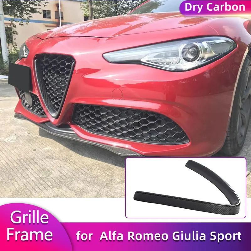 

Dry Carbon Car Front V Shield Grill Frame for Alfa Romeo Giulia Sport Sedan 4-Door 2016-2018 Racing Front Grills Strips Body Kit