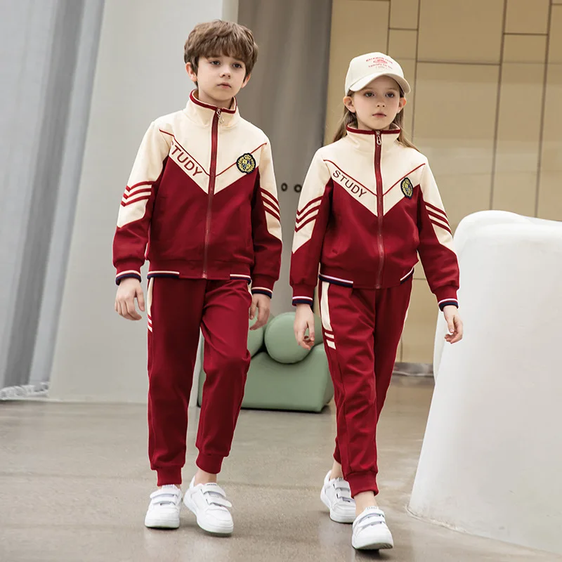 Children Spring Autumn Sports School Uniform Sets Boys Girls Kids Jacket Pants Tracksuits Campus Student Teacher Team Clothes