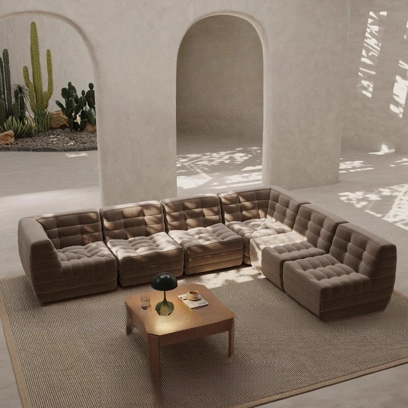 

Melaleuca sofa fabric velvet combination sofa wabi sandy wind medieval modularization