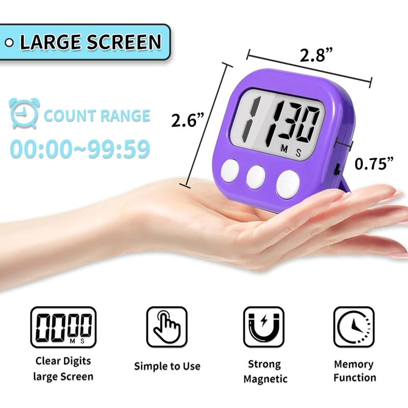 Classroom Timer for Teachers Kids Large Magnetic Digital Timer Teacher Supplies 6 Pack-Pink,-AD23