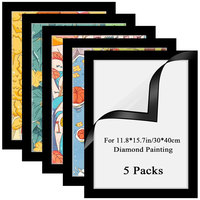 5pcs black self-adhesive magnetic photo frames, reusable, suitable for wall decoration and advertising display.