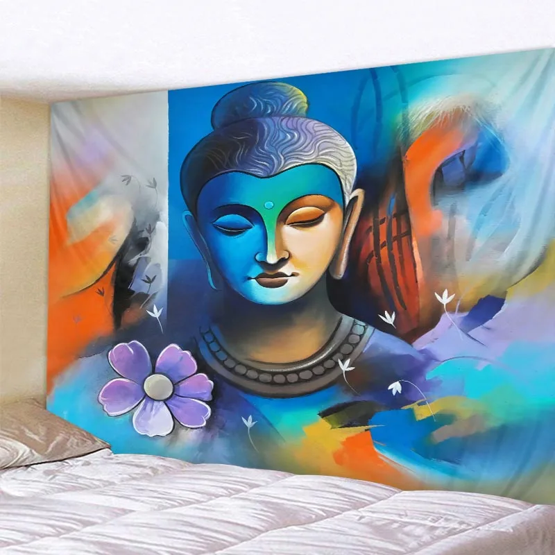 Home Decor Print Tapestry Buddha Art Wall Hanging Abstract Illustration Background Cloth Hippie Boho Room Decor Yoga Mat Sheets