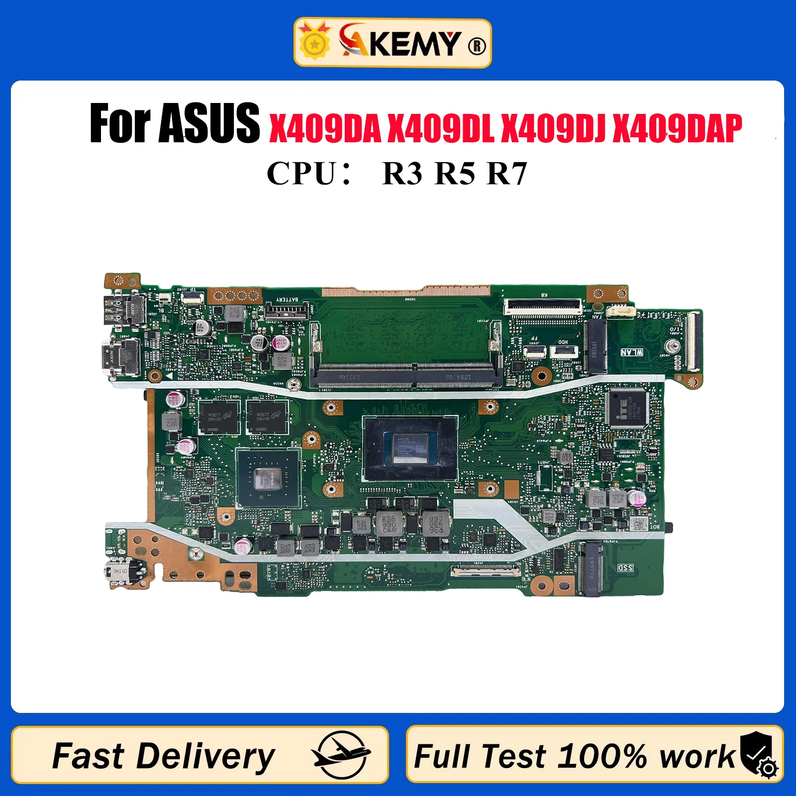 

X409DL Материнская плата для ноутбука ASUS X409D M409D M509D D409D D509D Y4200D FL8700DA X409DL X409DJ X409DAP Материнская плата с процессором R3 R5 R7