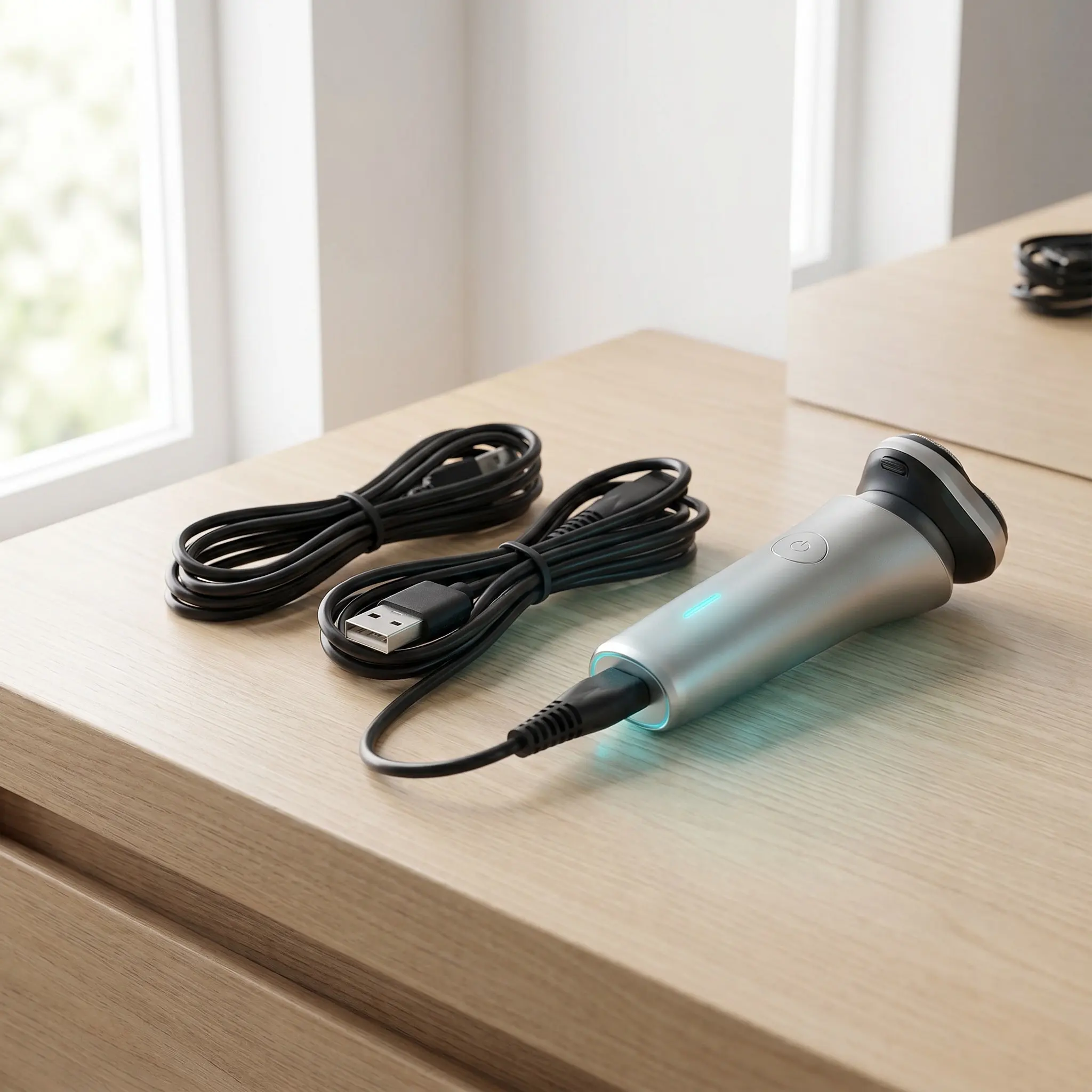 2Pcs Charging Cord for Shaver USB Razor Power Cord 60Cm Universal 8 Shape Connector Premium Copper Core Rubber Insulated Heat