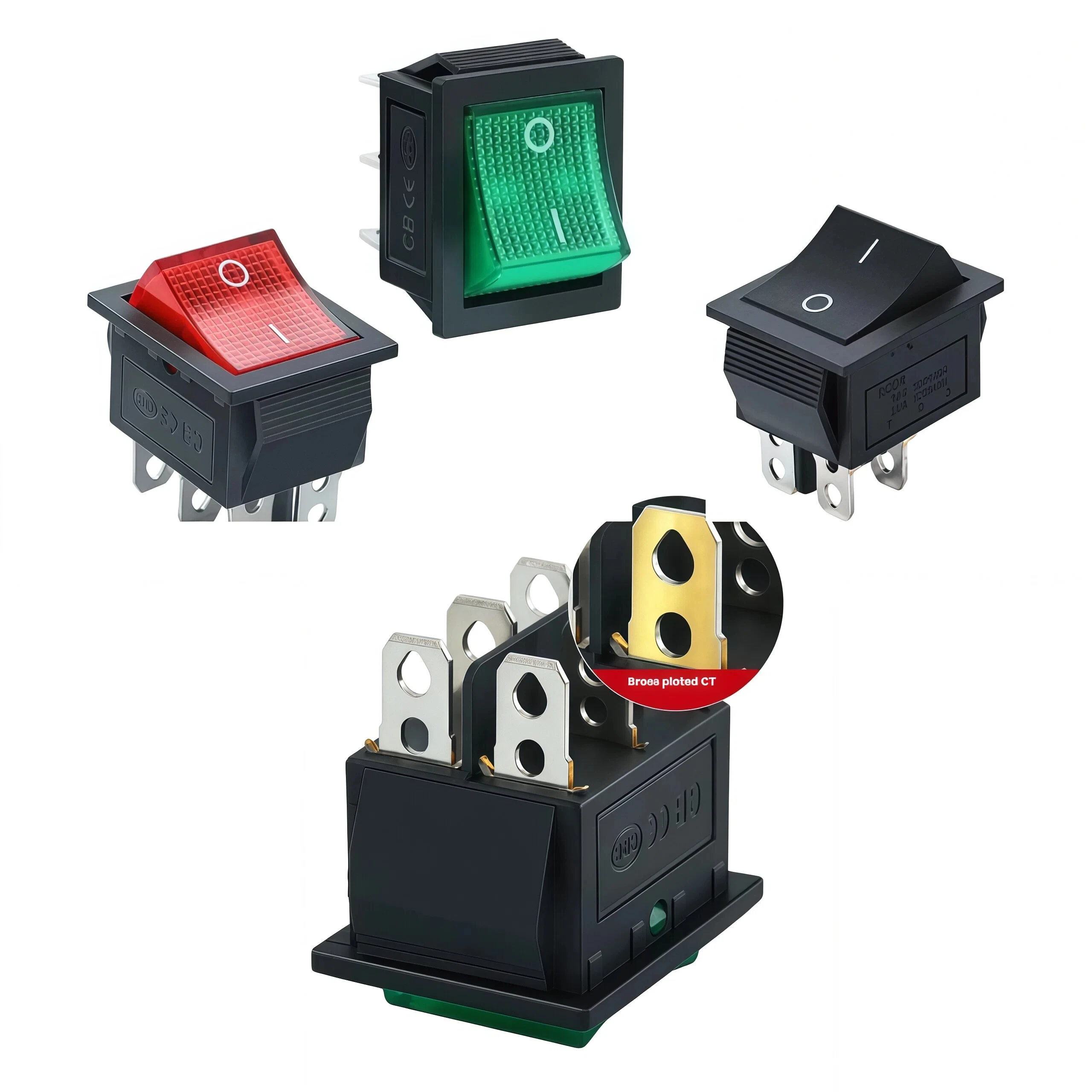 1-5 قطعة 31x25 مللي متر KCD4 4-pin 2-موقف مضيئة الروك التبديل 16A 250 فولت ، زر الطاقة على شكل قارب ، مناسبة للاستخدام المنزلي #6