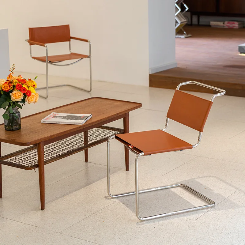 Ins السيد الرياح كرسي الشمال باوهاوس مصمم كرسي الفولاذ المقاوم للصدأ أنبوب السرج كرسي من الجلد كرسي التفاوض غير رسمي #2