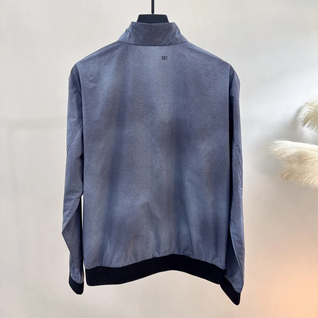 Men's Golf Zip-Up Stand Collar Jacket 2026 Fall New Original Korean High-End Letter Print Long Sleeve Casual Windproof Polyester