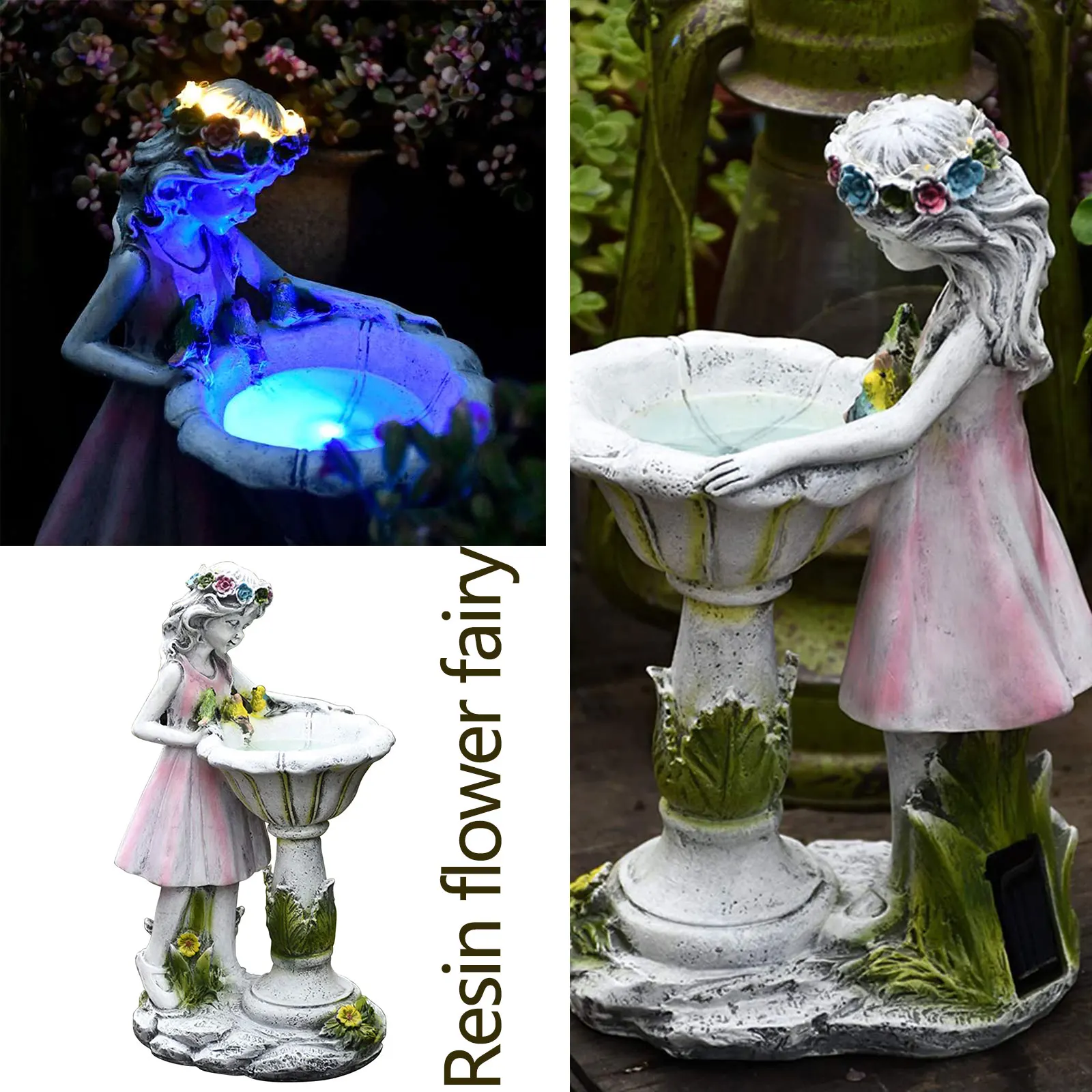 花の妖精ソーラーライト、庭や芝生、森の装飾に最適な天使の像型ランプ