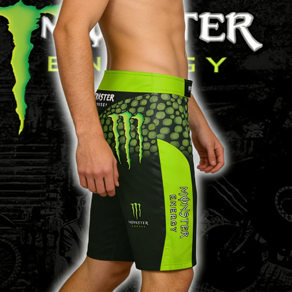 Monster Energy, nuevos pantalones cortos de ciclismo transpirables de secado rápido para deportes extremos al aire libre con estampado de frijol verde para hombre, ropa deportiva para hombre