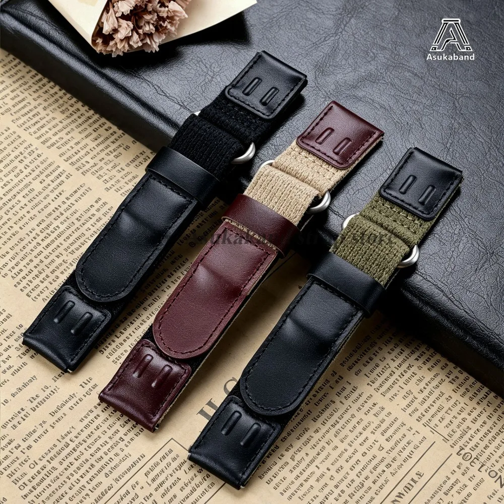 Leather Nylon Watch Strap 19mm 20mm 22mm Band for Timex Watchband Quick Release Military Style for Omega Wristband Men Bracelets