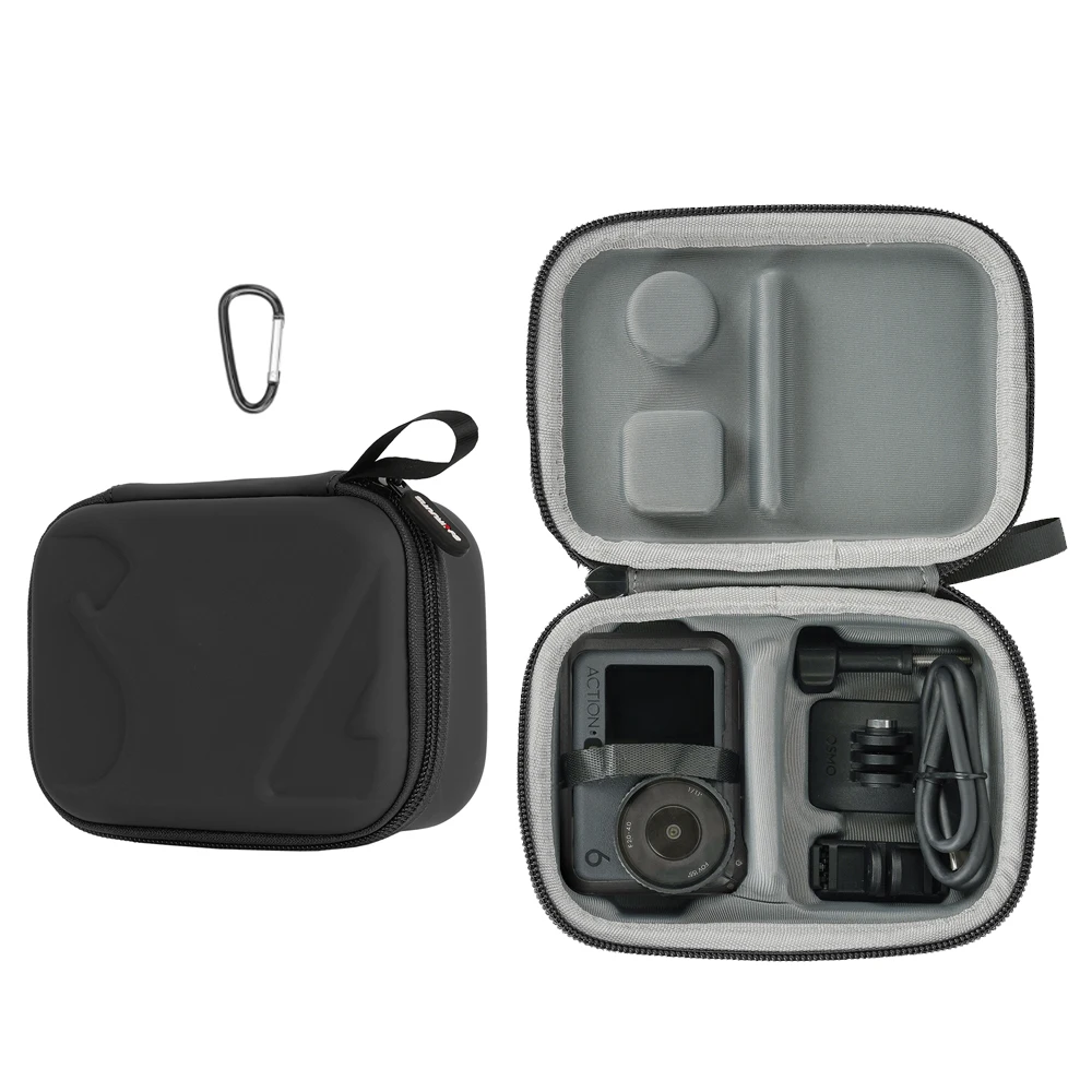 

Storage Bag Case for DJI OSMO Action 6 Camera, Portable Carrying Case PU EVA Protective Cover Box Travel Organizer with Carabine