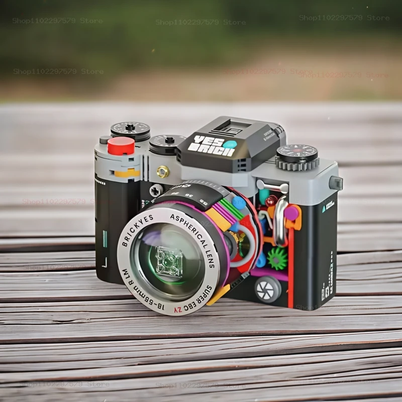 جديد الإبداعية الميكانيكية الرجعية كاميرا اللبنات الطوب الصغير DIY نموذج أزياء الاطفال تجميع لعب هدايا عيد الأطفال #6