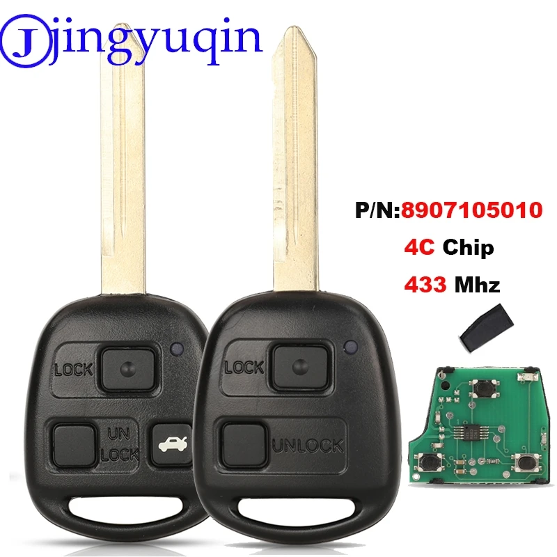 

jingyuqin New P/N:89071-05010, 8907105010 433.92MHz 4C Chip Remote Car Key For Toyota Avensis 2003-2008 Yaris 2010 2011 TOY43