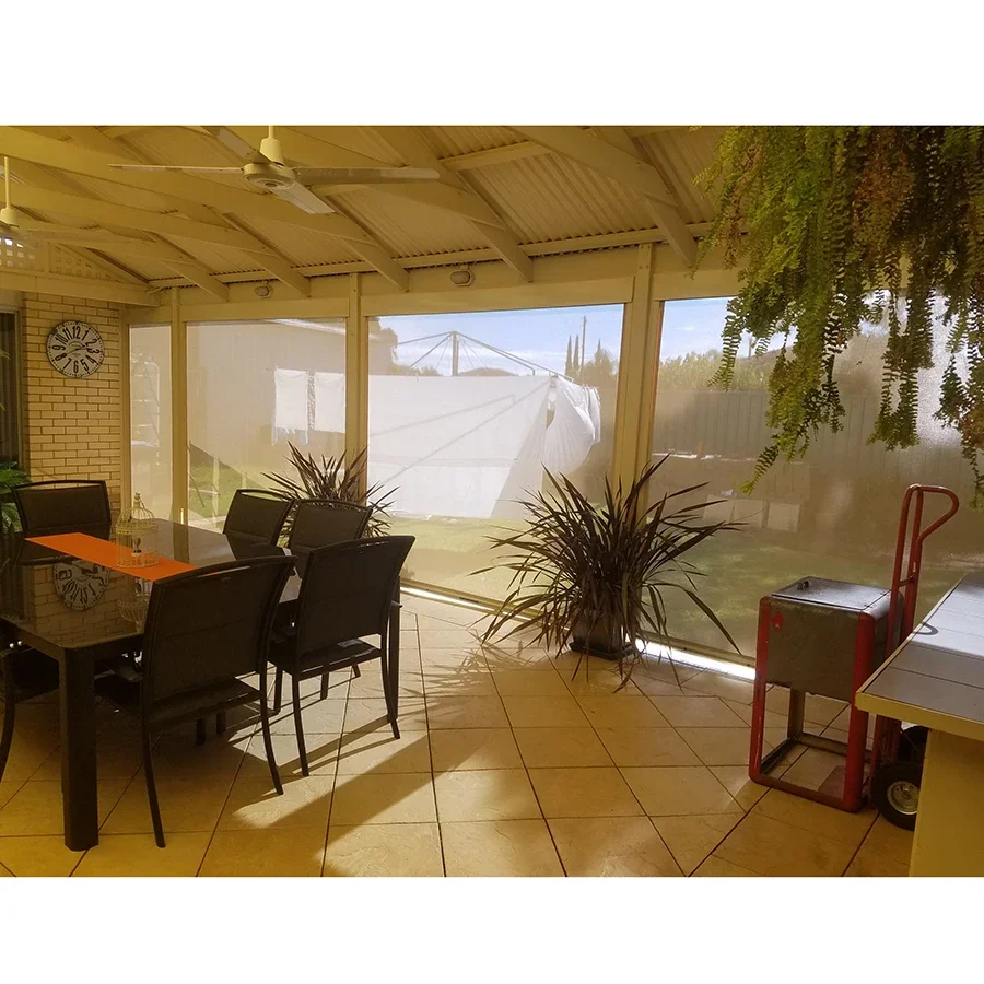 2026 Outdoor Motorised Metal Blinds sunlight Alfresco Window Shades Transparent Roller Blinds