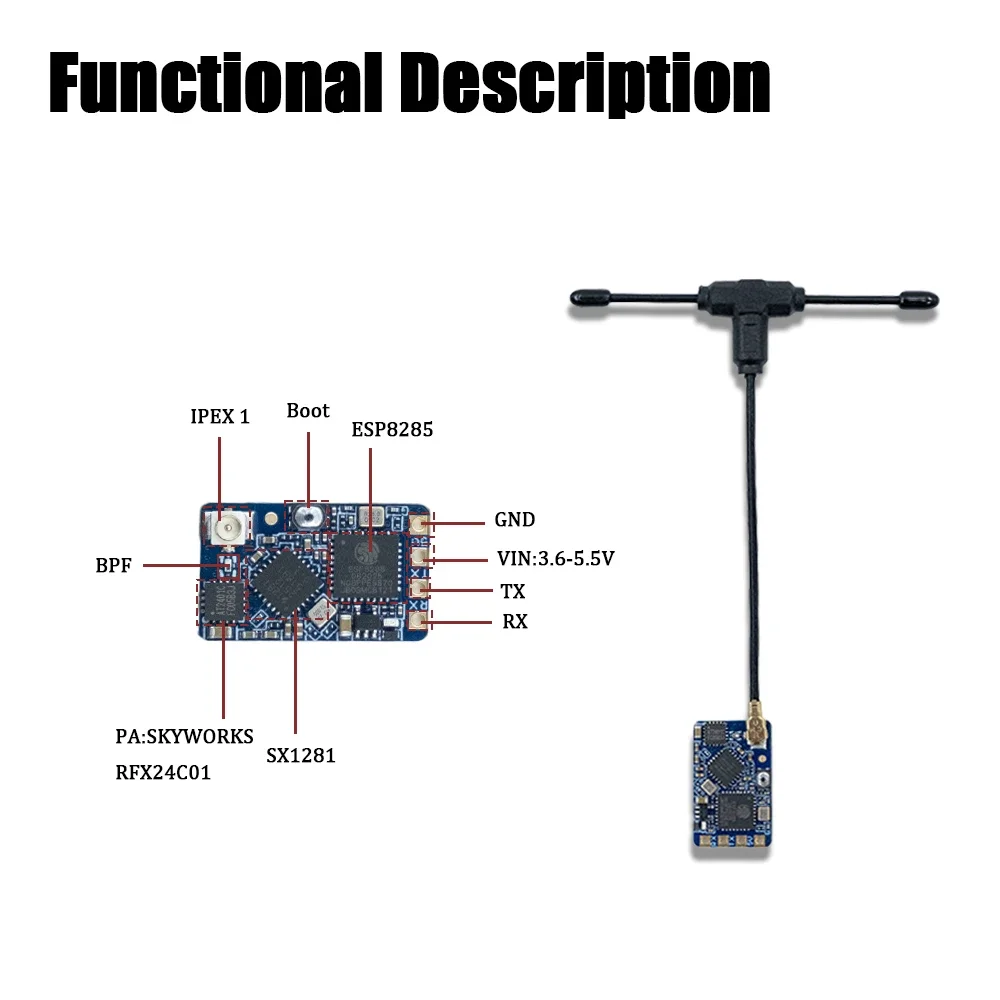 Receptor BAYCK Nano ELRS 915MHz 2,4GHz banda dupla, longo alcance com antena T, WiFi atualizado para quadricóptero RC FPV Racing Drone