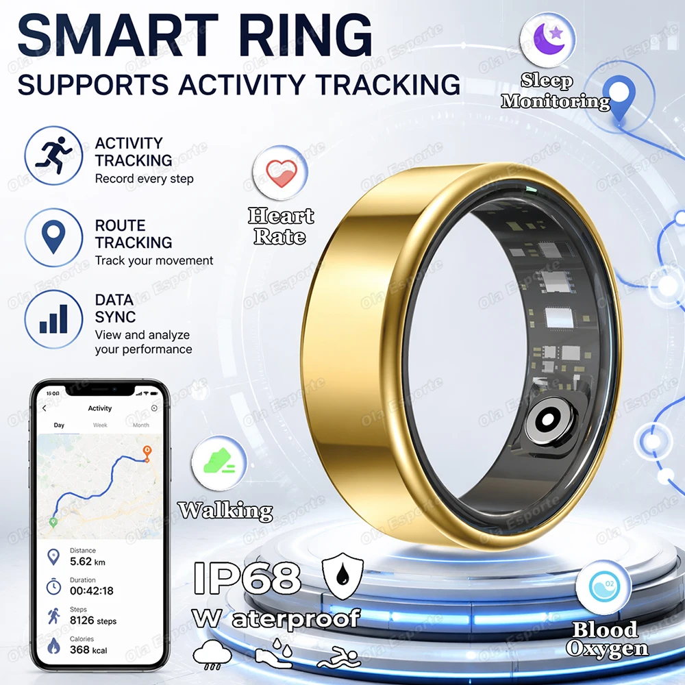 Outdoor Sports Men Smart Rings 2026 Heart Rate Sleep Monitoring Gestures Control Walking GPS Motion Waterproof Women's Smartring