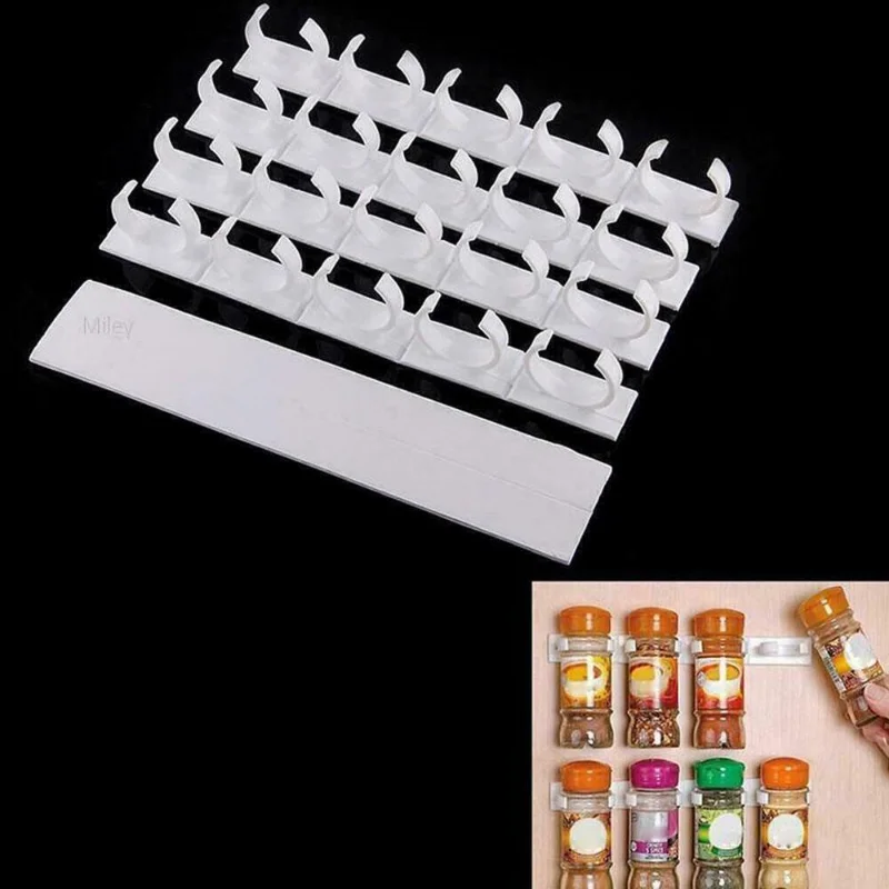 4PCS Kitchen Spice Gripper Clip Strip Rack Storage  Cabinet Wall