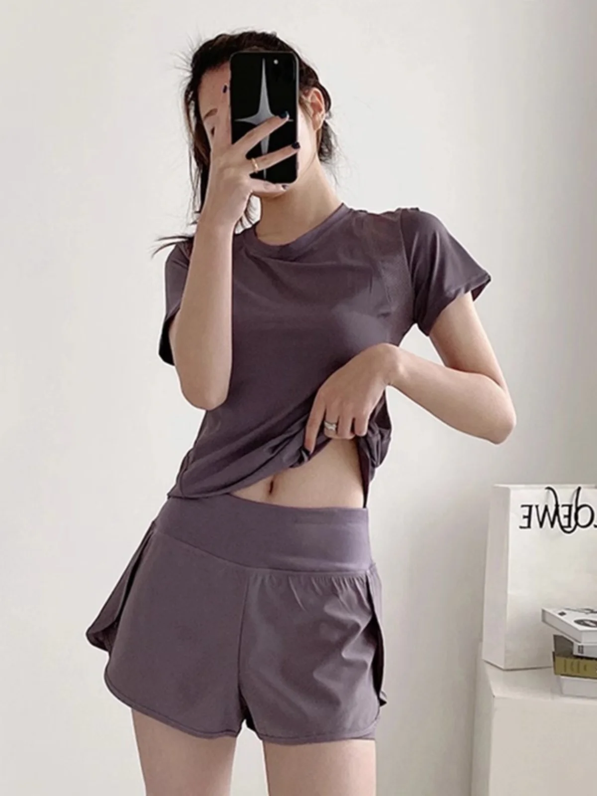 

Women's Running Set Summer 2026 Qui Dry Breathable orts Sve Yoga Gym Fitn Sports Suit round Ne Two Piece Set