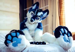 Christmas Blue Fox Dog Fursuit Mascot Costumes Halloween Fancy Party Cartoon Character Carnival Xmas Easter Advertising Birthda