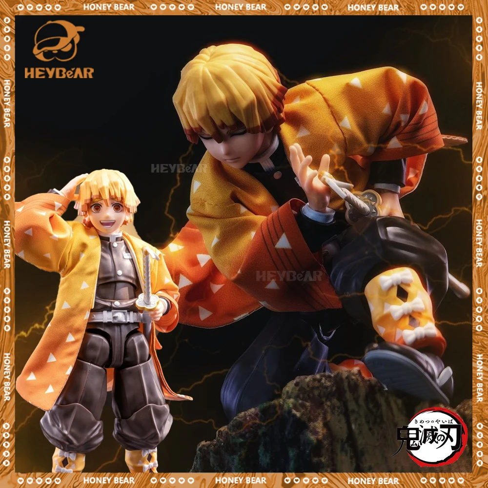 

1/12 весы Agatsuma Zenitsu аниме фигурка Demon Slayer Shf солдат оранжевое мини-кимоно пальто аксессуар одежда игрушка украшение подарок