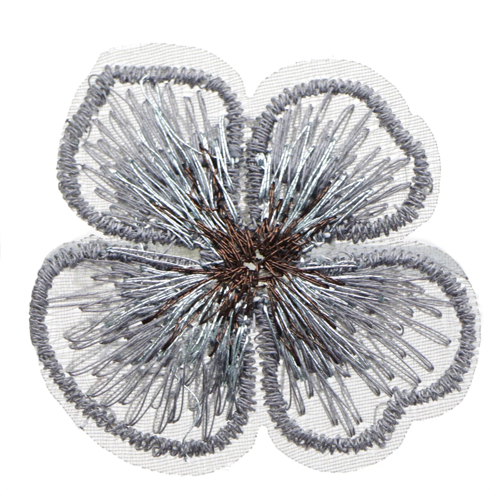 Mesh Embroidery Flower Accessories Solid Color Lace Gauze Floral 10pcs for DIY Bows Center Clothes Patch Decorations