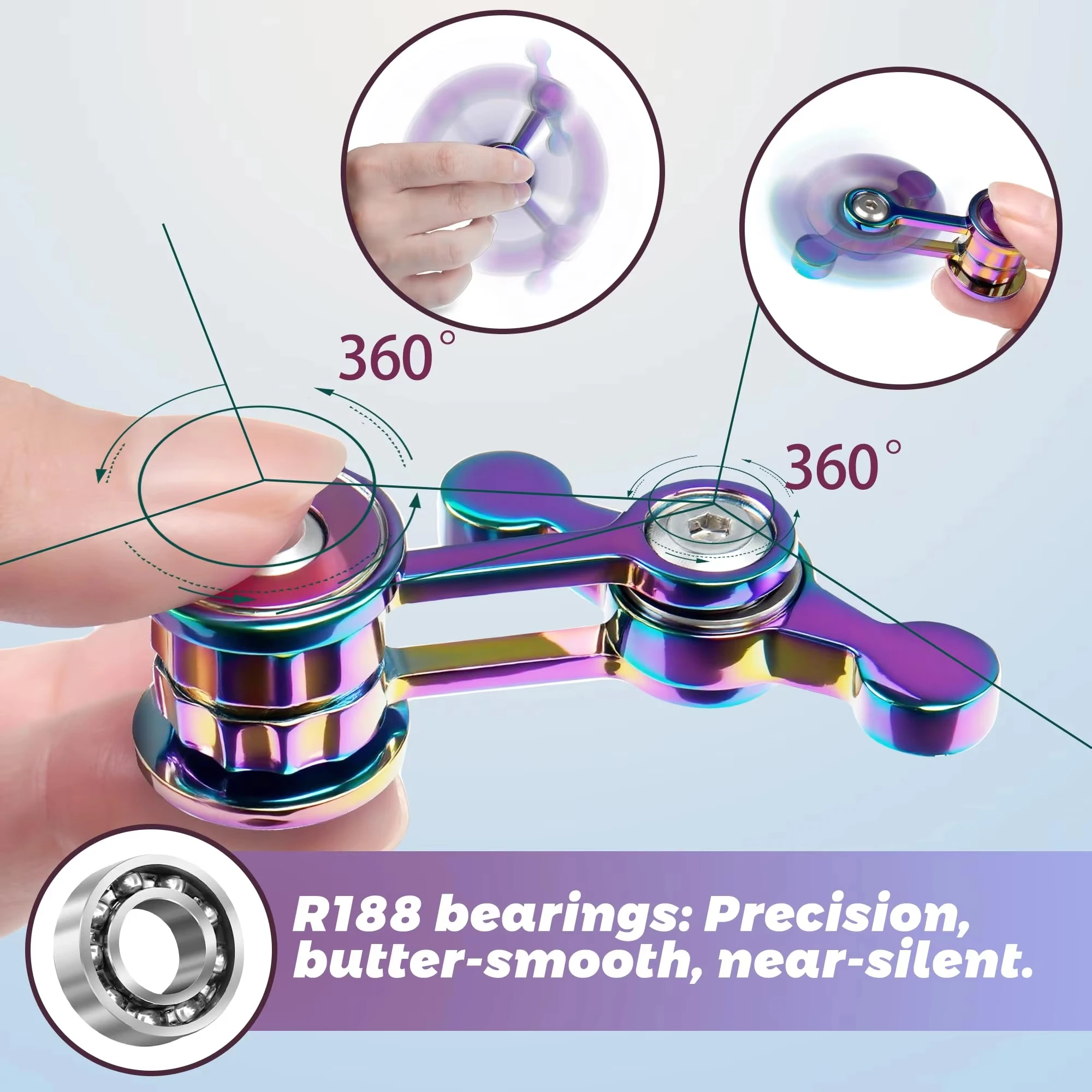 Rainbow colored alloy fingertip gyroscope | Daily carry on decompression toy Anti anxiety concentration adult and child hand s