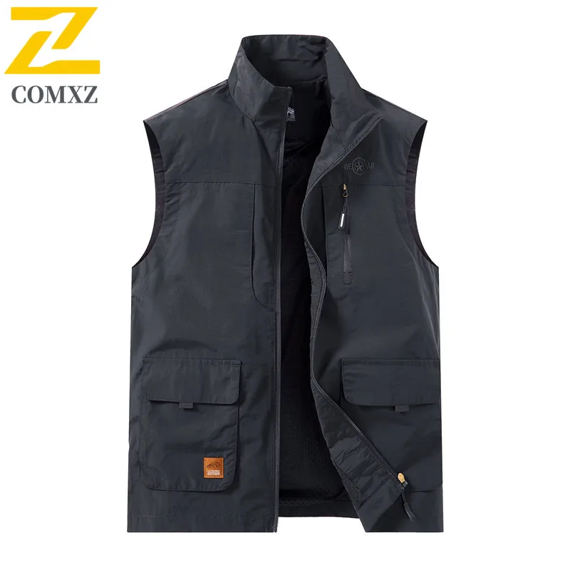 2025 Brand Outdoor Vest Men's New Tooling Coat Solid Color Multi-Pocket Sleeveless Work Waistcoat Casual Loose Unloading Vests