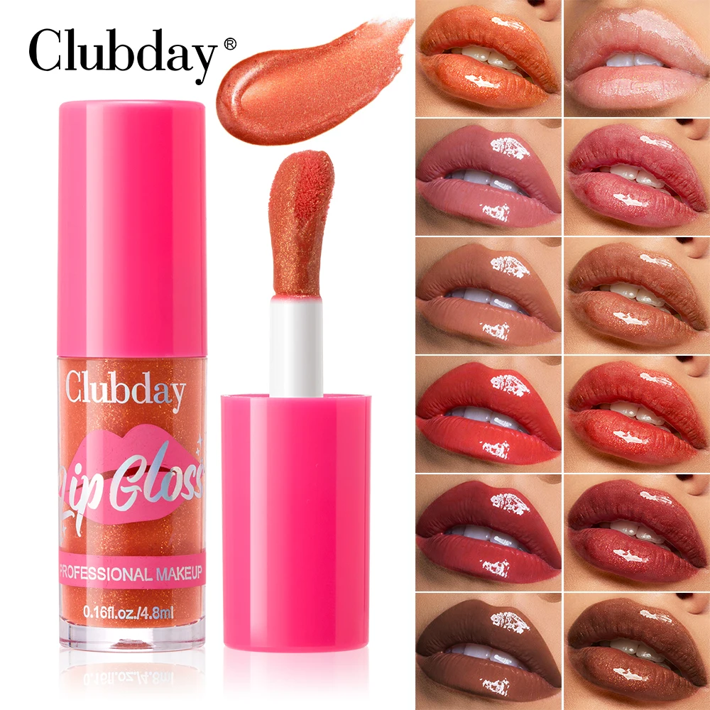 Clubday 12 colors fine flash moisturizing lip nectar lasting transparent mirror lip gloss hydrating pearl plumping lip nectar