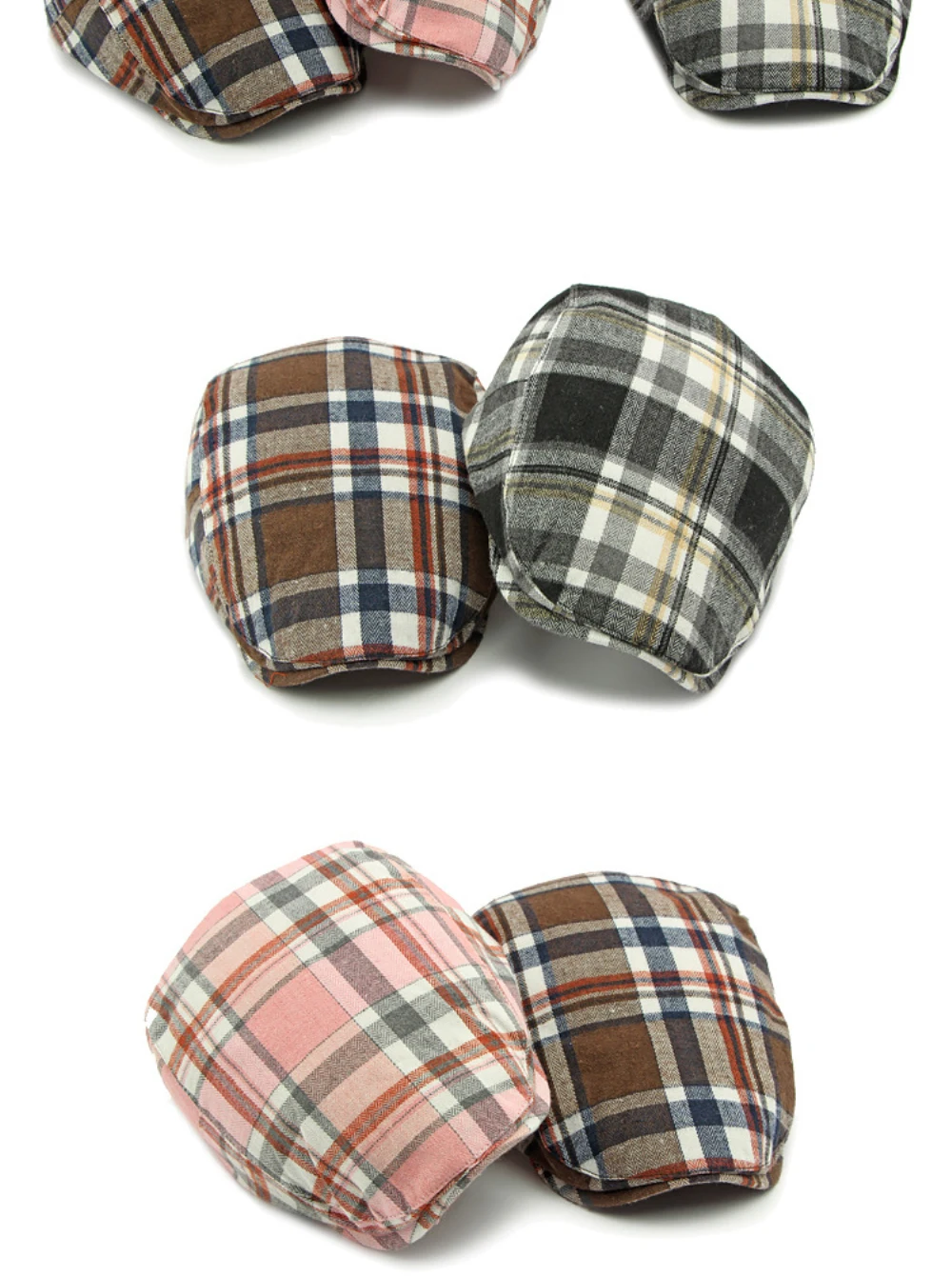 HT4697 Baskenmützen Frühling Herbst Herren Damen Kappen Vintage Künstler Maler Karierte Baskenmütze Männlich Weiblich Ivy Flatcap Verstellbare Baskenmützen – Detail 2