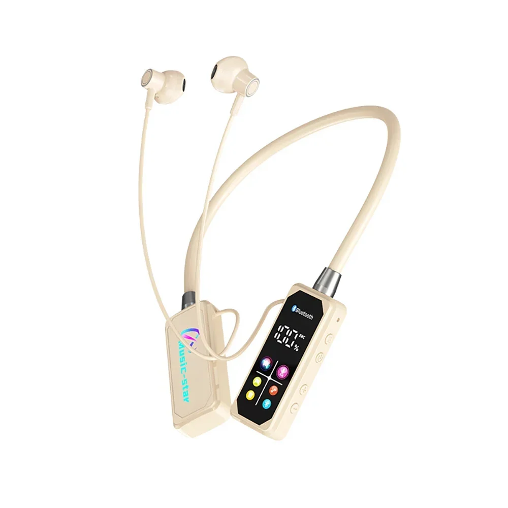 Kleurenscherm Bluetooth 5.4 Koptelefoon Nekband Koptelefoon Draadloze headsets Ruisonderdrukking Oordopjes voor live oortelefoonmonitor