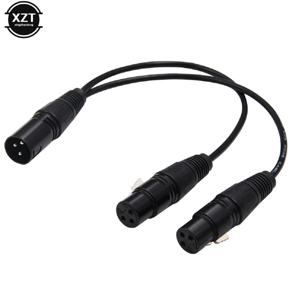 Hot Selling 3-Pin XLR Male Plug to Dual 2 Female Cable Y Splitting for DVD Player Microphone DJ Cable Adapter Universal