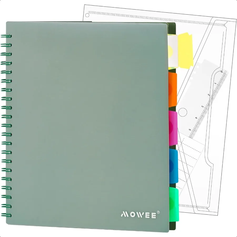 

5 Subject Notebook Spiral Notebook College Ruled Notebook With Dividers Pocket Tabs 11 Ruler 200 Pages for Writing Journal Home
